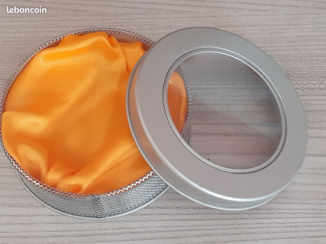 Petite Boîte à Bijoux Ronde Avec Perles - Neuve, Parfaite Pour Rangement Ou Cadeau