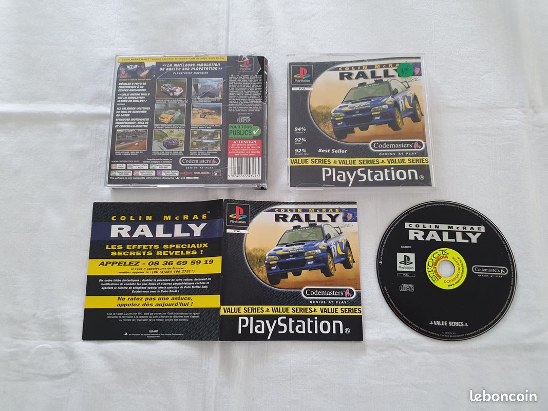Colin McRae Rally Sur PS1 - Complet (Boîtier, Livret, CD) - Version Française - Bon état
