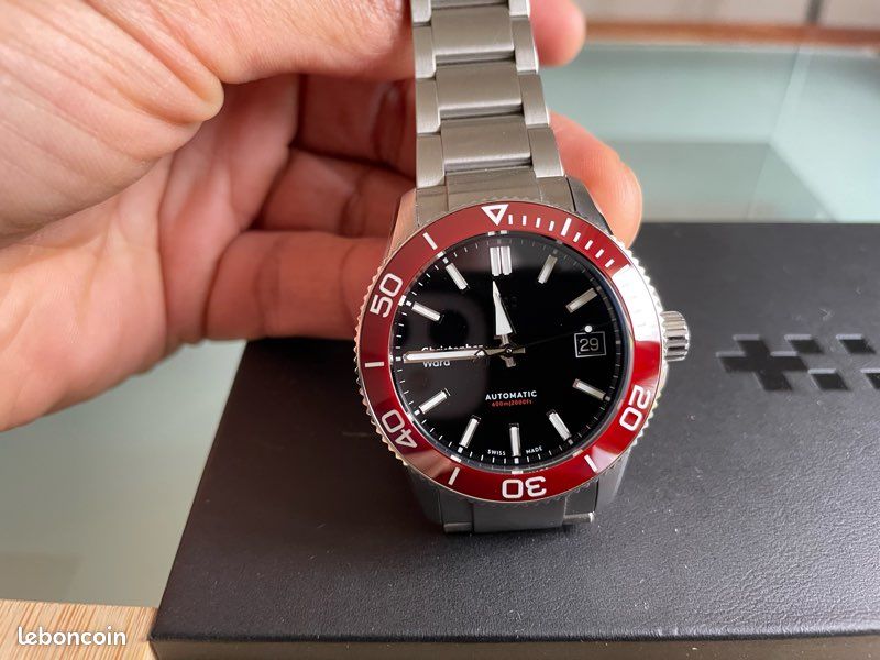 Red Bezel Christopher Ward Trident Pro 38mm Christopher Ward C60