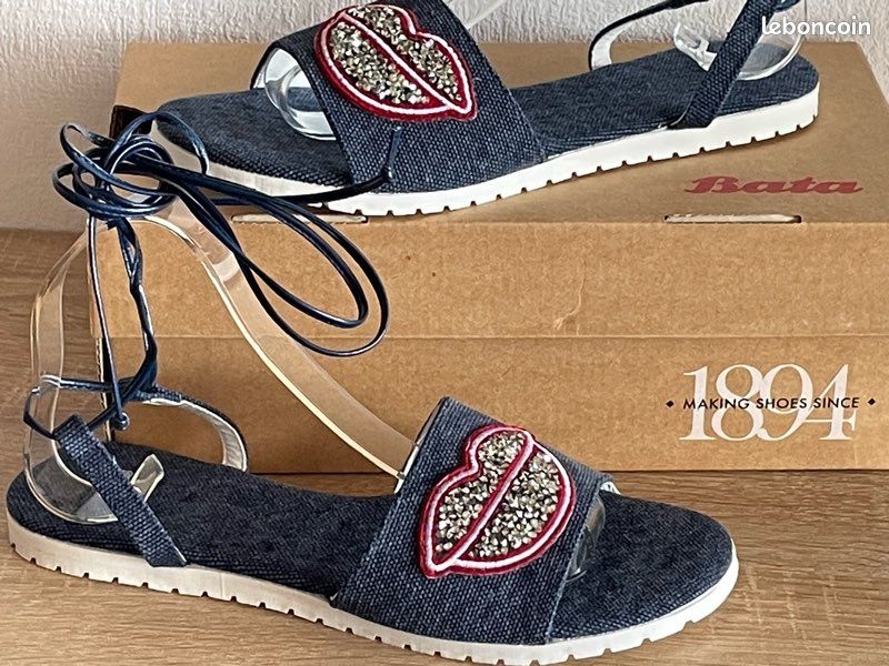 Sandales Bata denim - P39 - neuves (image 1)