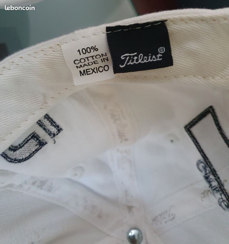 Casquette Blanche Titleist / FootJoy #1, Coton, Logo Brodé, Ajustable, Mexico, Vintage, Floqué Greg (image 8)