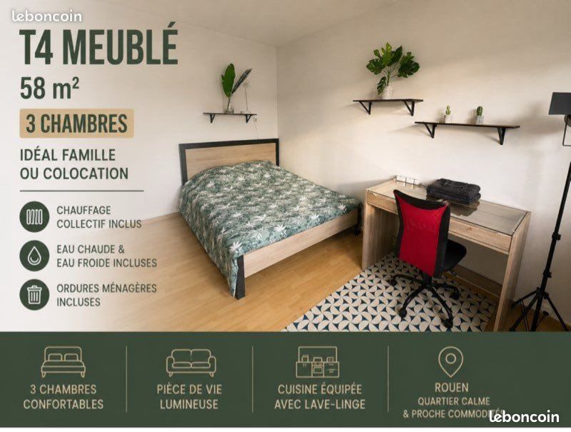 Appartement 4 pièces 58 m² · à Rouen · 58 m² · 930 €