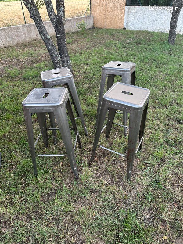 Lot de 4 Tabouret bar Haut en Acier Brossé (image 4)