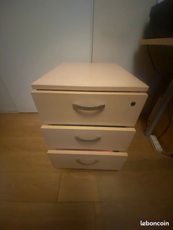 Bureau clair avec retour gauche ET caisson (image 3)