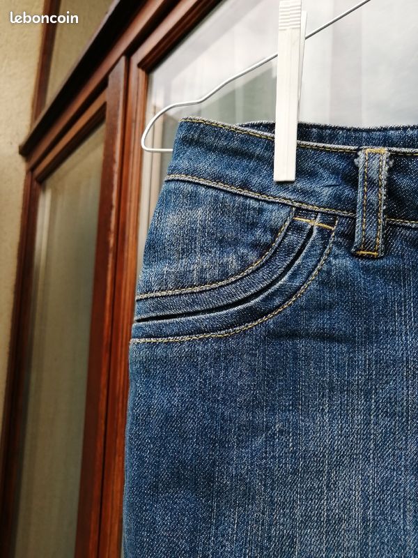 Jupe mi longue en jean avec broderies taille 34 (image 5)