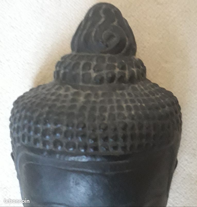Ancienne Tête De Bouddha Souriant En Plâtre – Moulage Rare Inspiré Du Musée Du Louvre
