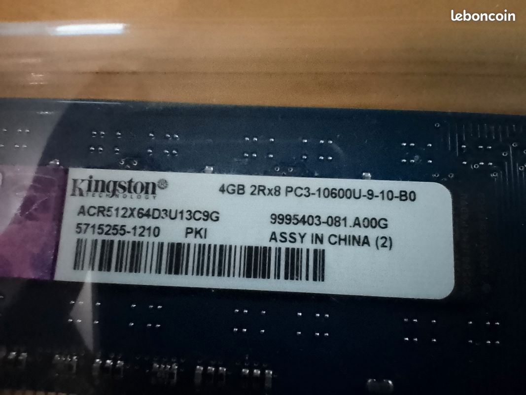 Mémoire vive/Mémoire RAM Kingston DDR3 6Go (1*4Go + 1*2Go) 1333MHz CL9 (kit d'origine) (image 3)