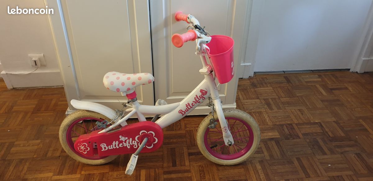Vélo Enfant B'TWIN Rose Et Blanc 16 Pouces – Pour Fille De 4 à 6 Ans