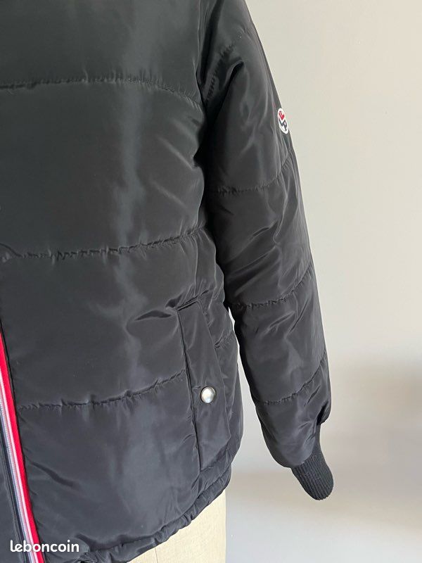 Doudoune noire La petite Française T-1 doublure à cœur rouge et blanc (image 3)