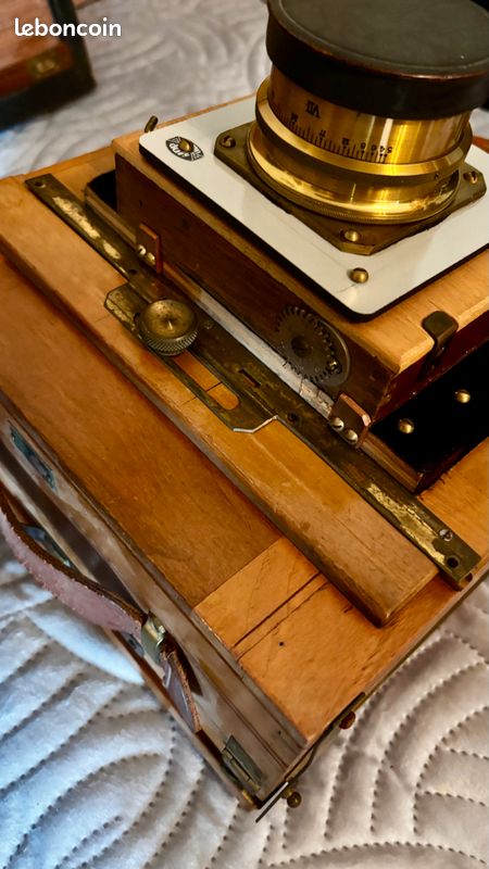Chambre Photographique Poulenc 13x18cm XIXe - Bois Et Laiton - Pour Réparation / Pièces
