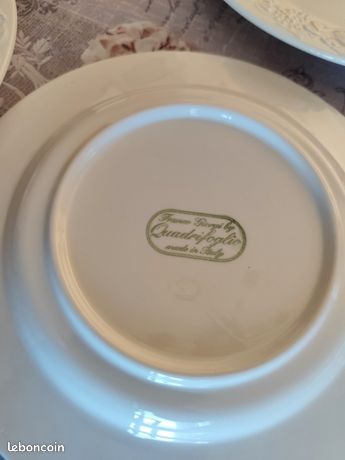 Lot De 3 Pièces Céramique Quadrifoglio Italy – Assiette + Assiette Creuse + Bol – Vintage