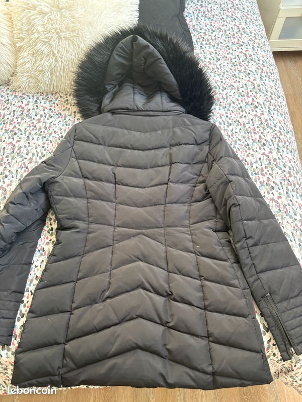 Morgan Doudoune Courte Femme Faux Cuir Ivoire - Capuche Amovible Et Ceinture