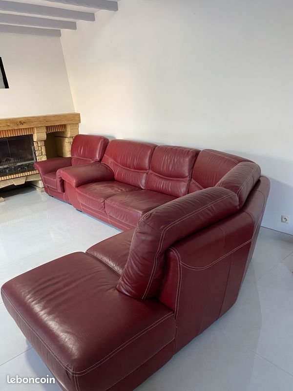Canapé d’angle cuir + fauteuil (image 3)