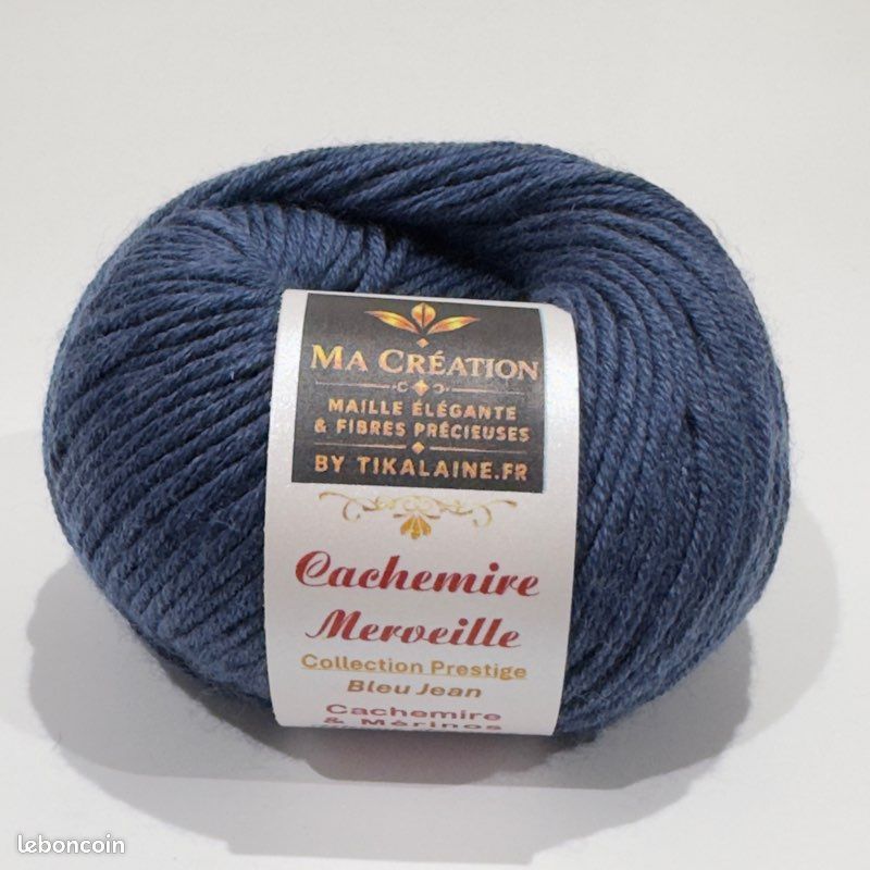 Cachemire et Mérinos Cachemire Merveille bleu jean 10 pelotes 50g 125m (image 1)
