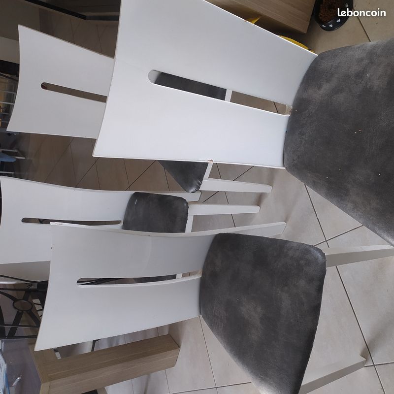 Lot de 4 chaises salle à manger en bois laqué blanc (image 1)