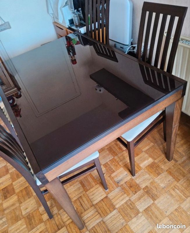 Table extensible Calligaris bois et verre wenge + 4 chaises (image 6)