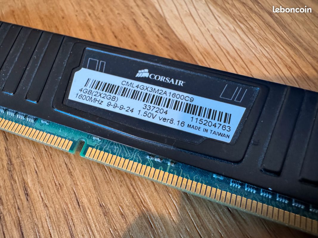 Kit barette RAM 2x2 Go DDR3 1600 MHz Corsair LP (image 3)