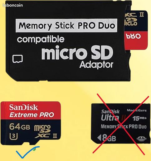 Adaptateur Micro SD Vers Memory Stick Pro Duo Pour PSP 1000/2000/3000 - Neuf - Compatible Jusqu'à 128GB