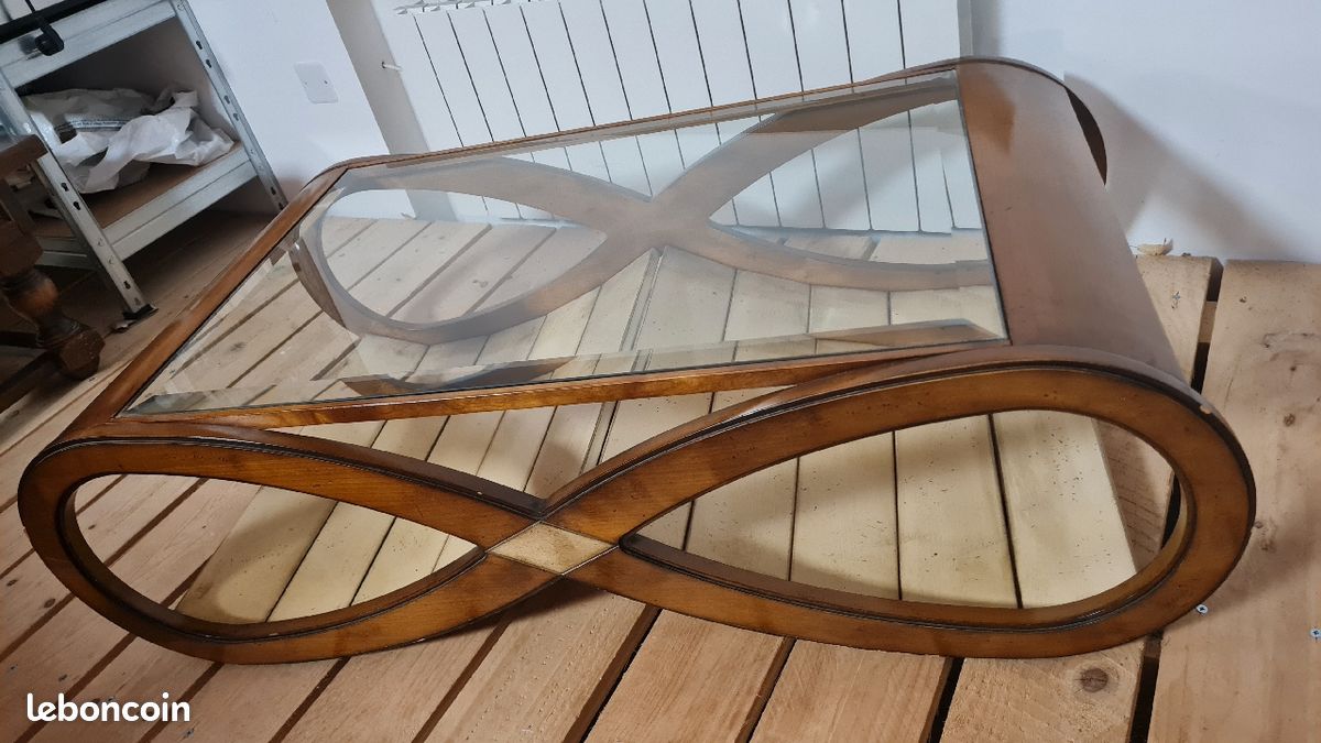 Table basse bois et verre (image 1)