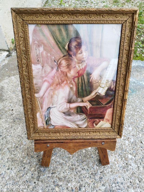 Tableau papier peint encadrement doré très ancien (image 2)