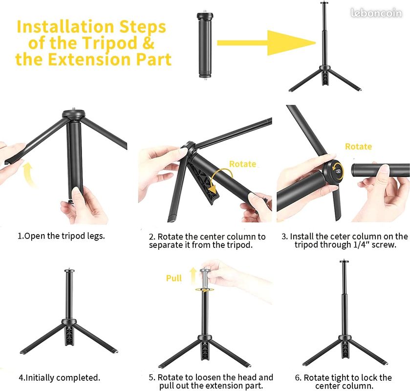 Kit d'éclairage Vidéo à LED, Pack de 2 Eclairages de Photographie avec Trépied Réglable 9 Filtres (image 5)