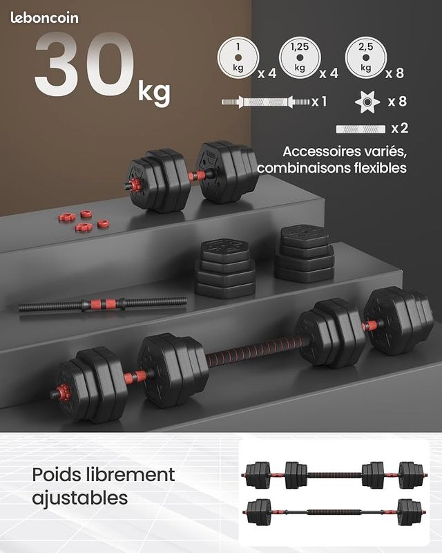 KIT SONGMICS Set d’Haltères Hexagonaux 30kgs (image 1)