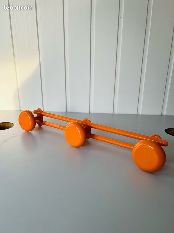 Porte Manteau 3 Patères Métal Orange Vintage Années 70 France (image 1)