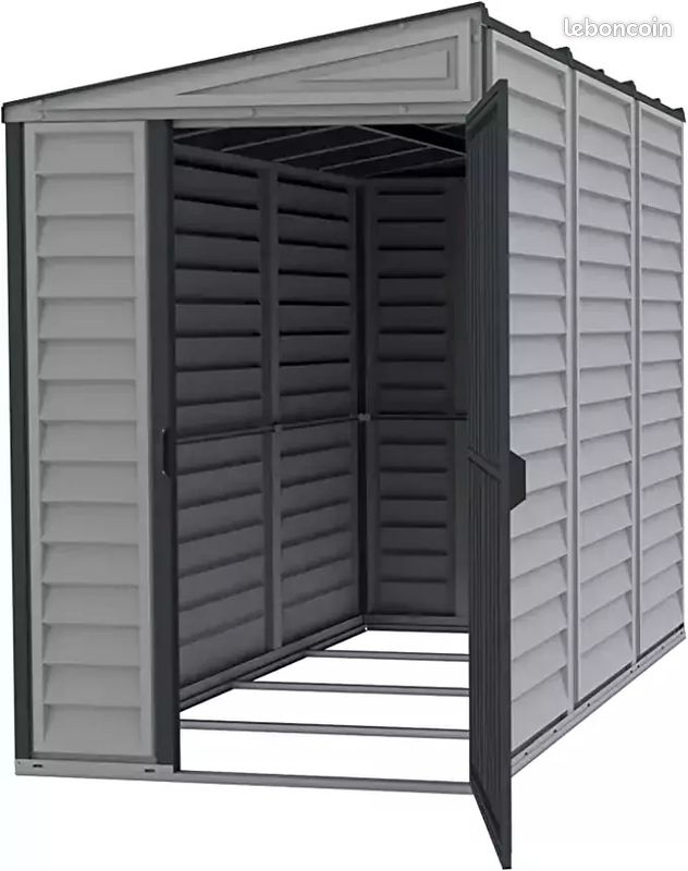 Abri Jardin PVC Adossable Gris Abri PVC Monopente + Kit Fondation (image 5)