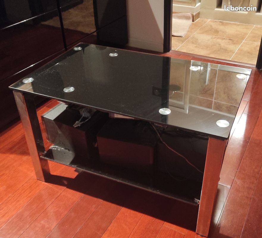 Ensemble de meubles salon en verre noir (image 1)