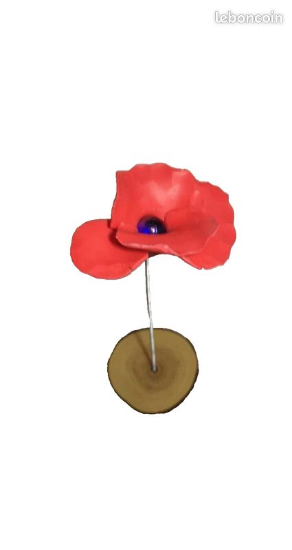 COQUELICOT SCULPTE MAIN-socle bois - imperméable -Artisanat Populaire - (image 7)