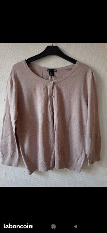 Lot de 2 gilets taille M, marque H&M, couleur rose et marron (image 6)