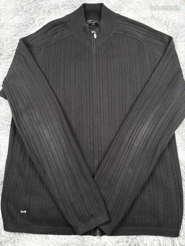 Cardigan Eden Park zippé coton maille noir taille L (image 3)