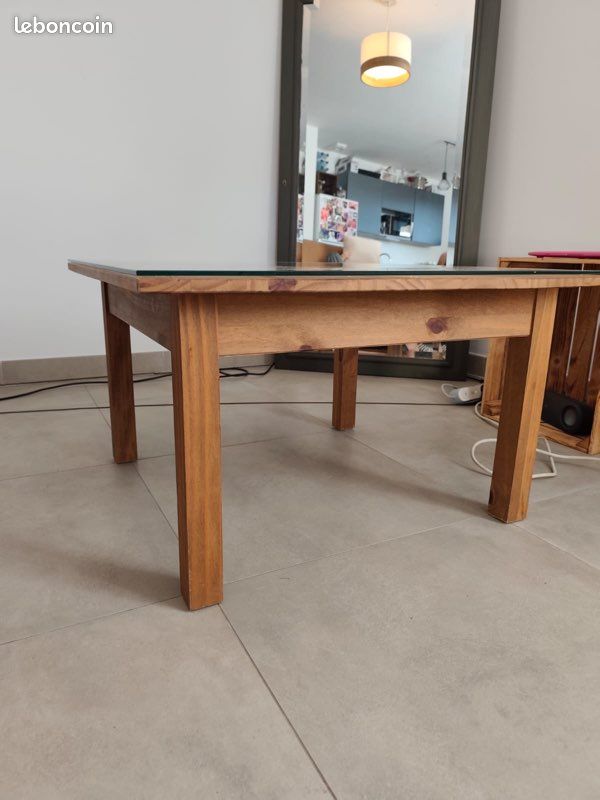 Table basse bois et verre (image 2)