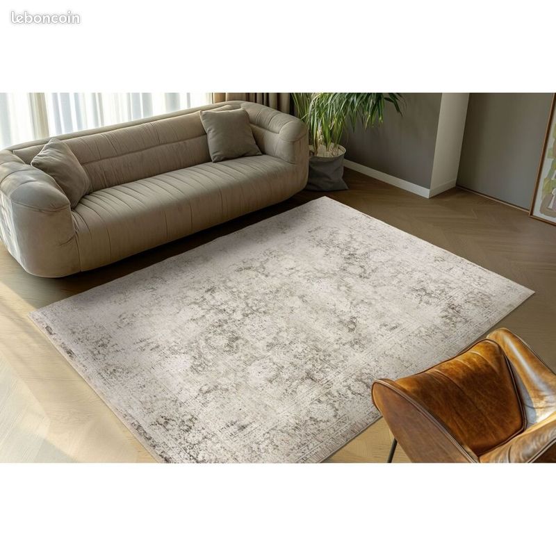 Tapis courtes mèches vintage rayé gris Sila Gris 80x150 (image 2)