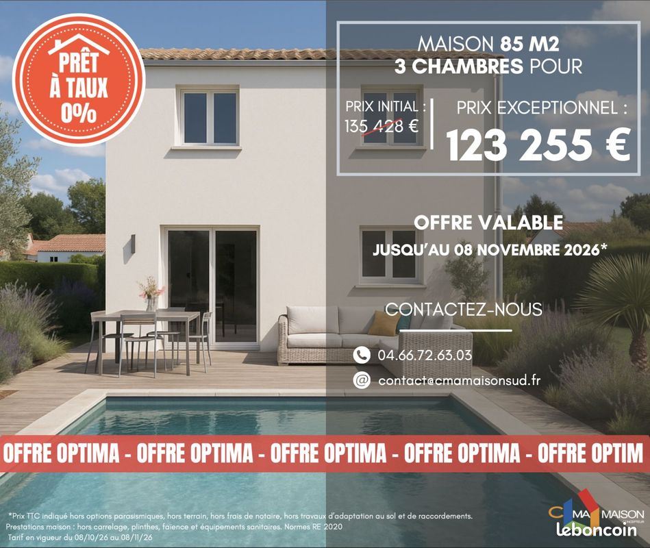 Maison 4 pièces 85 m² · à Candillargues · 85 m² · 280 090 €