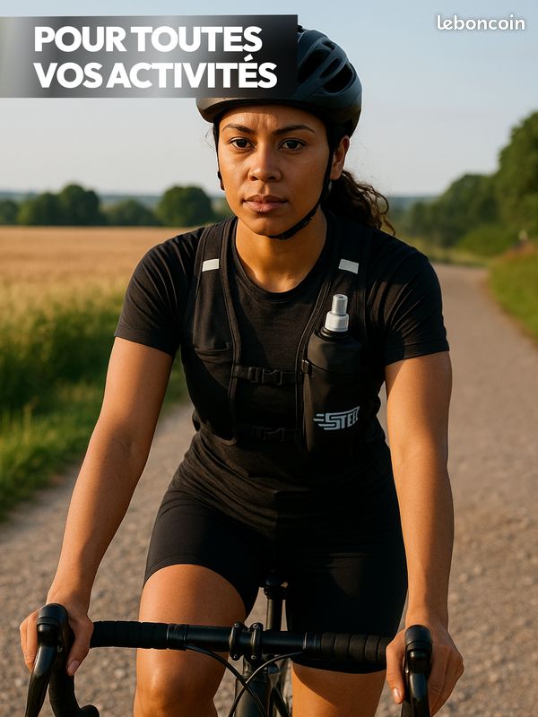 Gilet D’Hydratation Réfléchissant Avec LED, Bouteille 500 Ml Et Sifflet – Léger, Ajustable, Idéal Course, Vélo, Rando