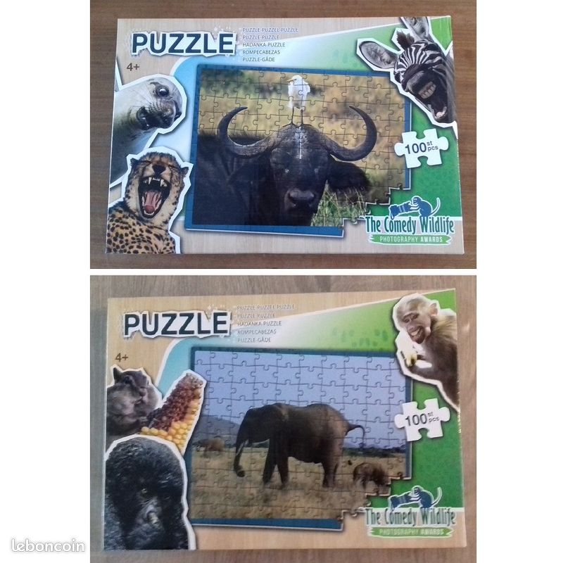 2 x Puzzles Animaux de la savane – 2 x 100 pièces – COMPLETS + Donne un autre (image 1)