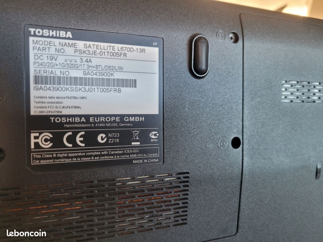 Lecteur DVD R/W SATA CD GT30N Toshiba Satellite L670D (L670D-13R