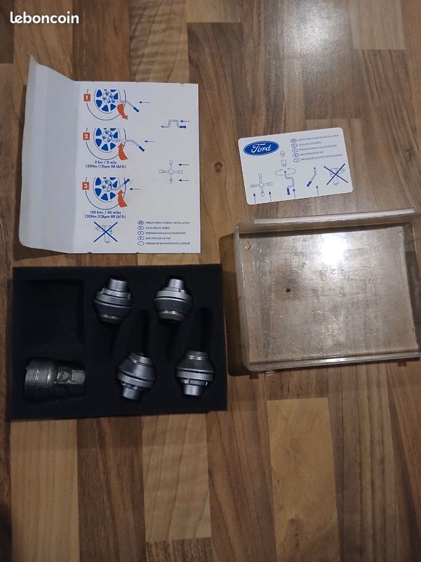 Boulons écrou antivols Ford fiesta focus kuga mondeo smax cmax ecoboost ecosport jantes roues (image 3)