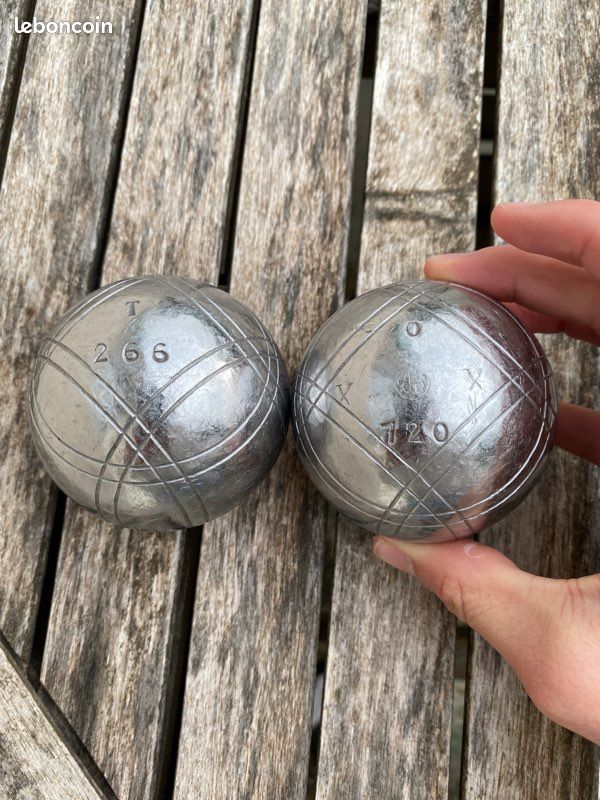 3 Boules De Pétanque Anciennes JB France Acier - Avec Sacoche