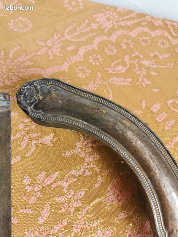 Pelle et brosse de table anciennes en métal argenté poinçonné (image 7)