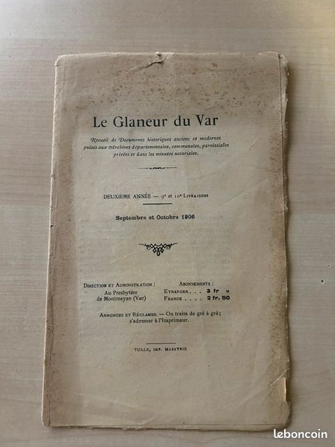 Lot Exceptionnel 8 Revues "Le Glaneur du Var" (1905-1906) - Histoire & Généalogie (image 8)