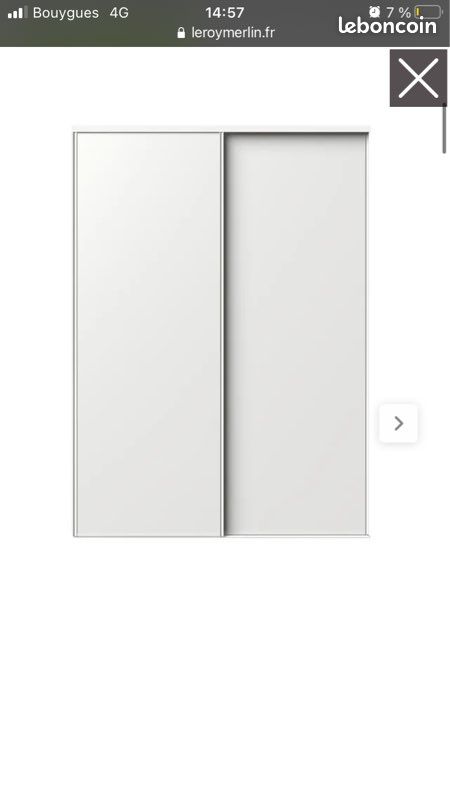 Porte coulissante sous pente blanche 82cm x 160 cm de haut (image 1)