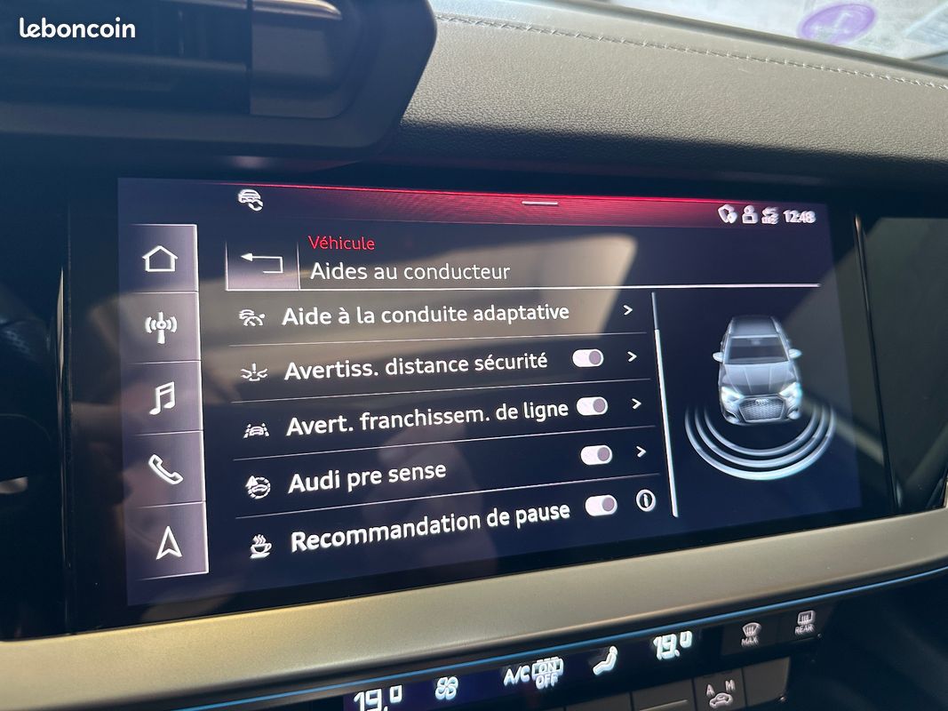 AUDI S3 SPORTBACK TFSI 310 S tronic 7 Quattro FRANCAISE/1ER MAIN/SUIVI AUDI/T.O/MATRIX/MEPLAT/SIEGES DINAMICA/LED MULT (image 37)