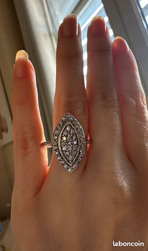 Lunette vierge marquise en argent massif 925 4 x 8 mm avec anneau serti de zircon, bon pour les pierres précieuses, souvenir de résine et de cendres, artisanat de lait maternel - France