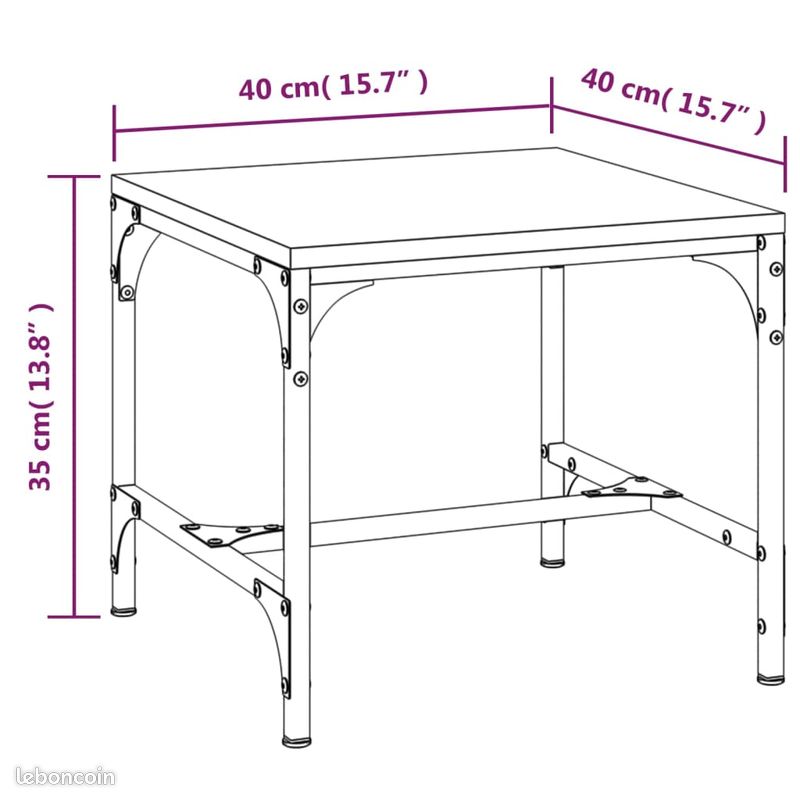 Table basse d'appoint Sonoma gris 40x40x35 cm Bois d'ingénierie (image 4)