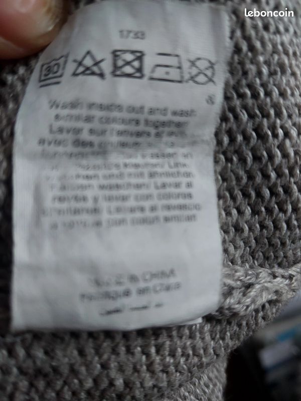 Gilet gris chiné L - 3 gros boutons ronds (image 7)