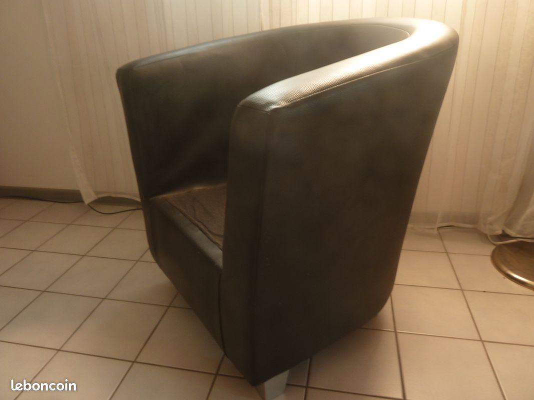 Fauteuil cabriolet simili cuir 1 noir (image 3)