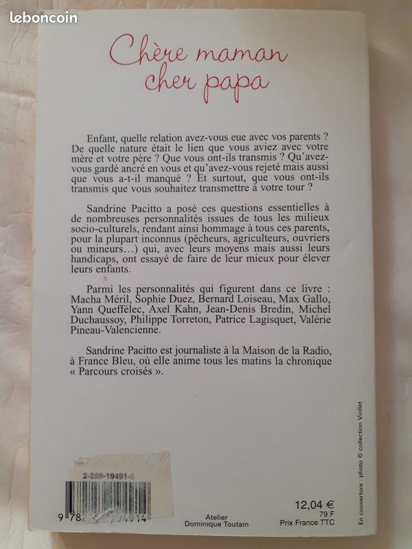 Livre "Chère maman, cher papa" (image 2)
