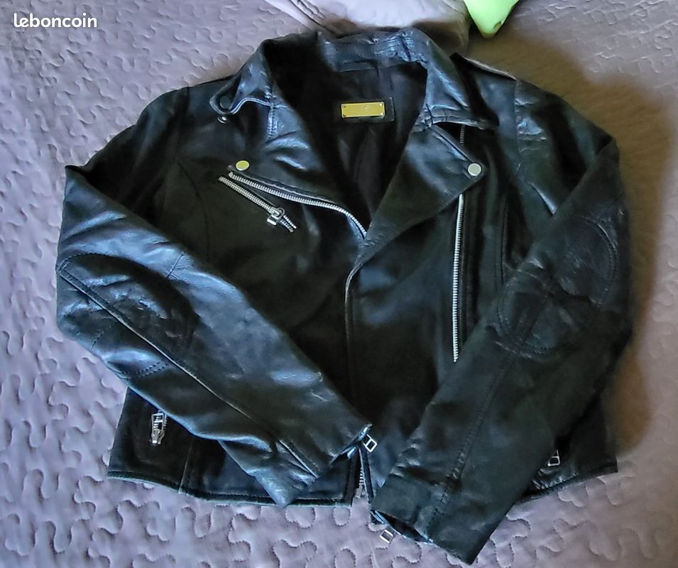 Blouson Perfecto Mango – Cuir Marron – Taille S – Neuf Avec étiquettes
